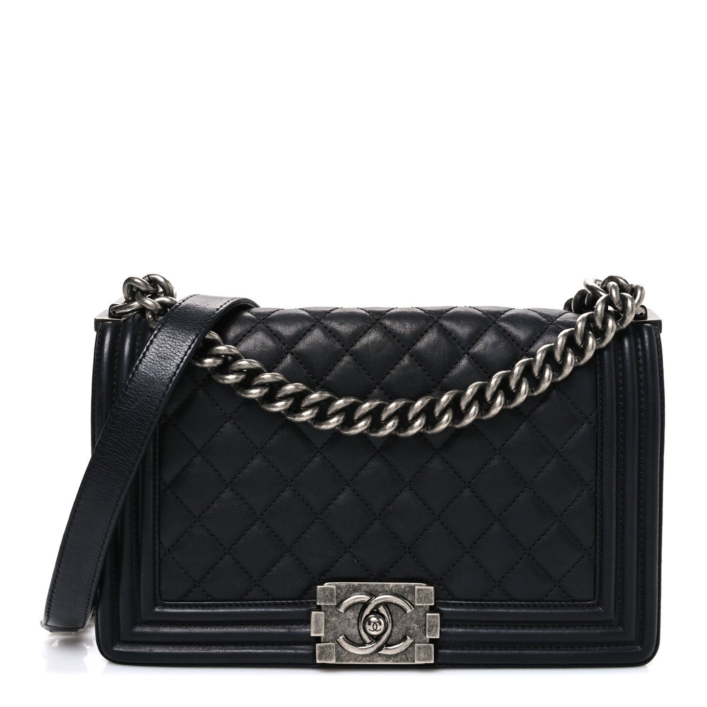 Chanel Lambskin Quilted Medium Boy Flap Black