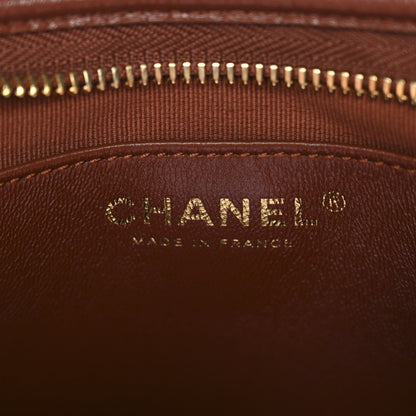 Chanel Shiny Crumpled Lambskin Quilted Small CC Funky Town Hobo Brown