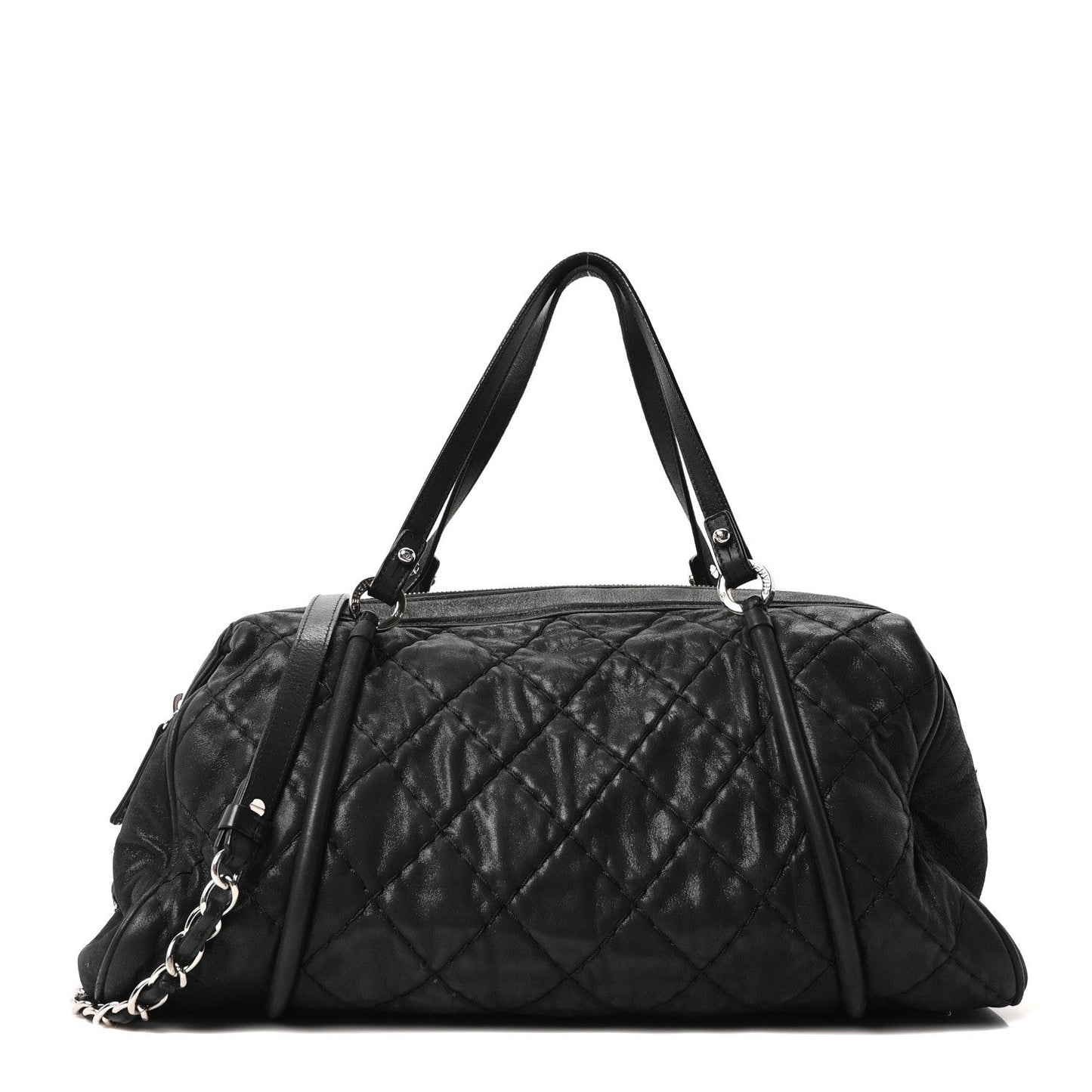 Chanel Iridescent Calfskin Quilted Relax CC Bowler Bag Black