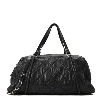 Chanel Iridescent Calfskin Quilted Relax CC Bowler Bag Black