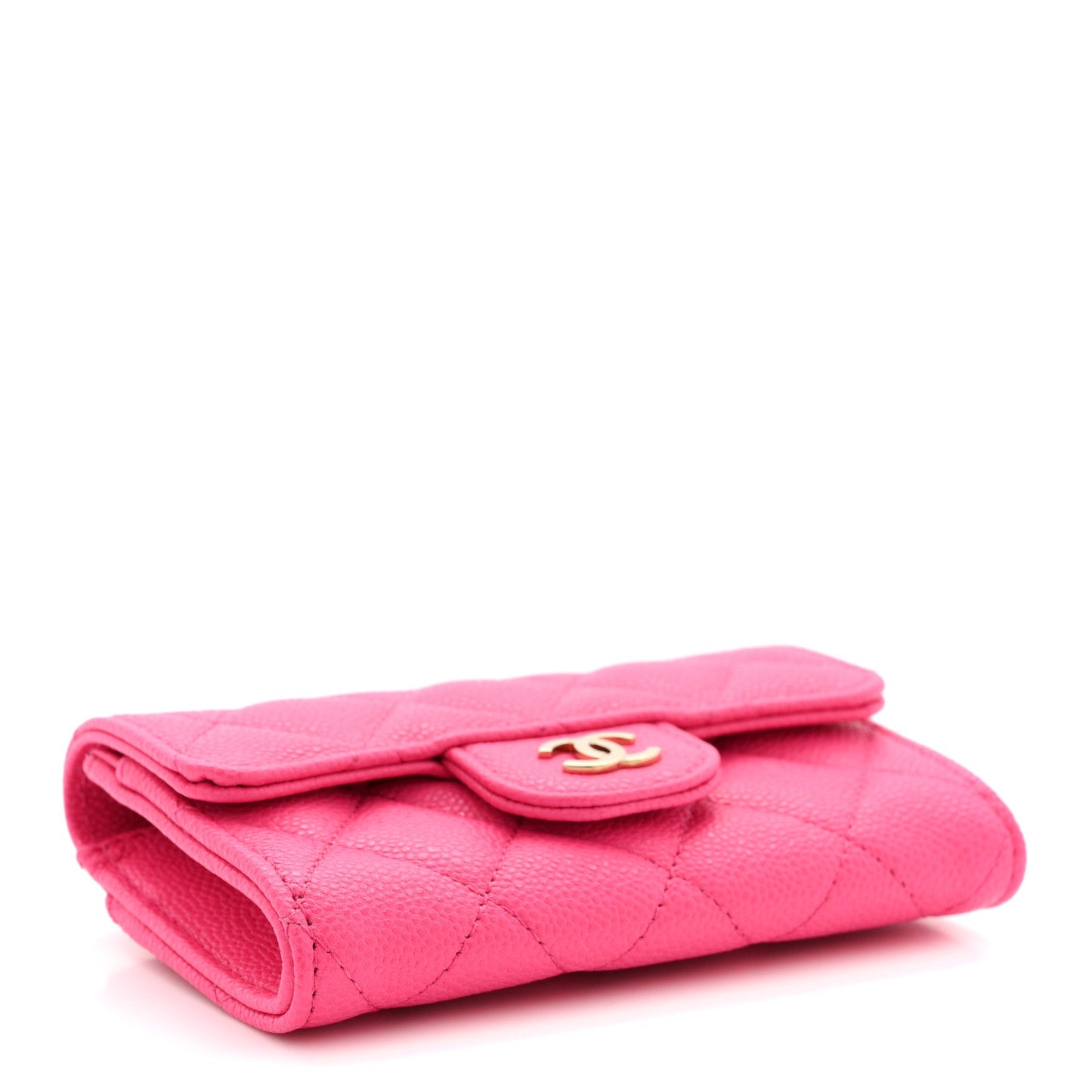 Chanel Caviar Quilted Flap Card Holder Wallet Pink