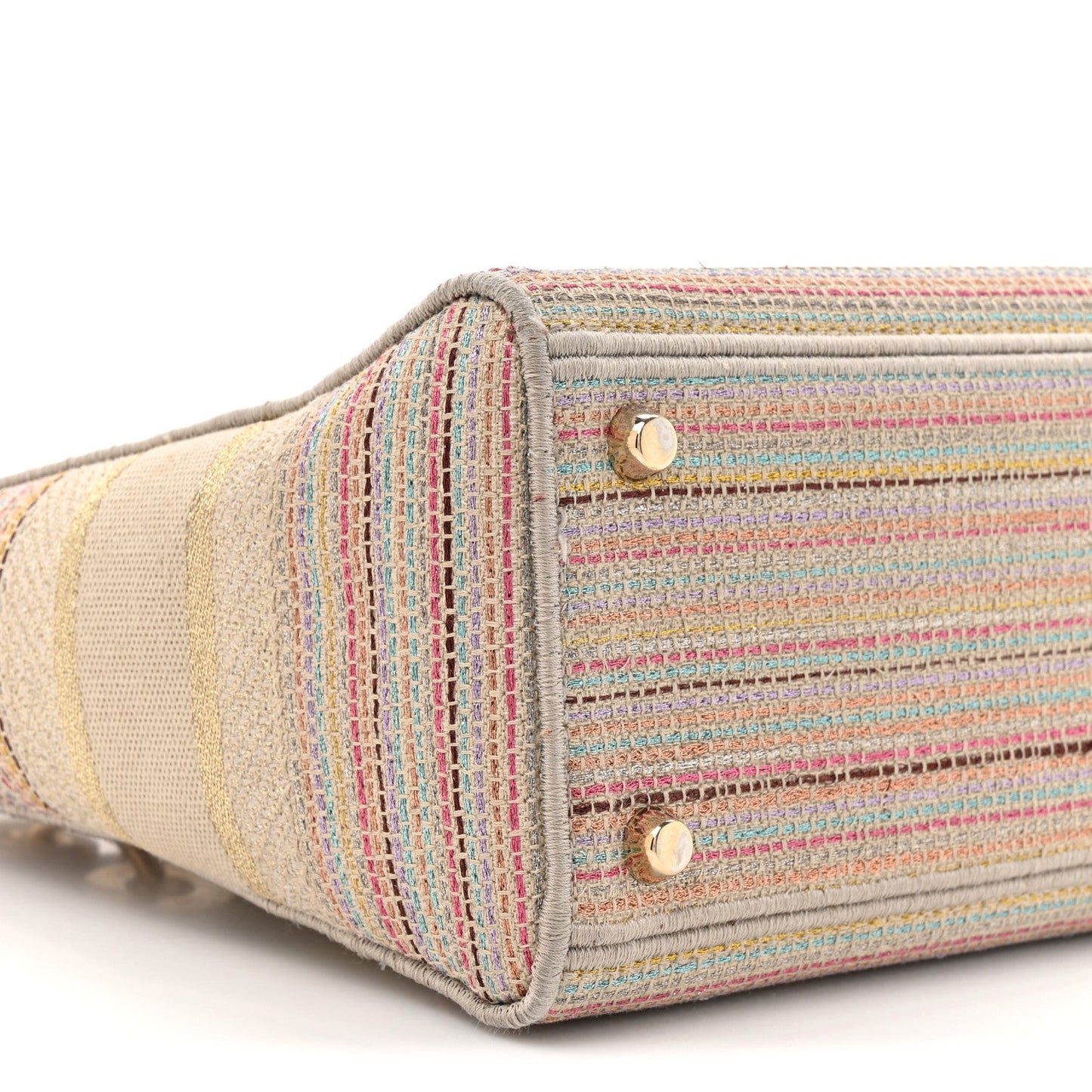 Christian Dior Canvas Embroidered Medium Lady D-Lite Beige Multicolor