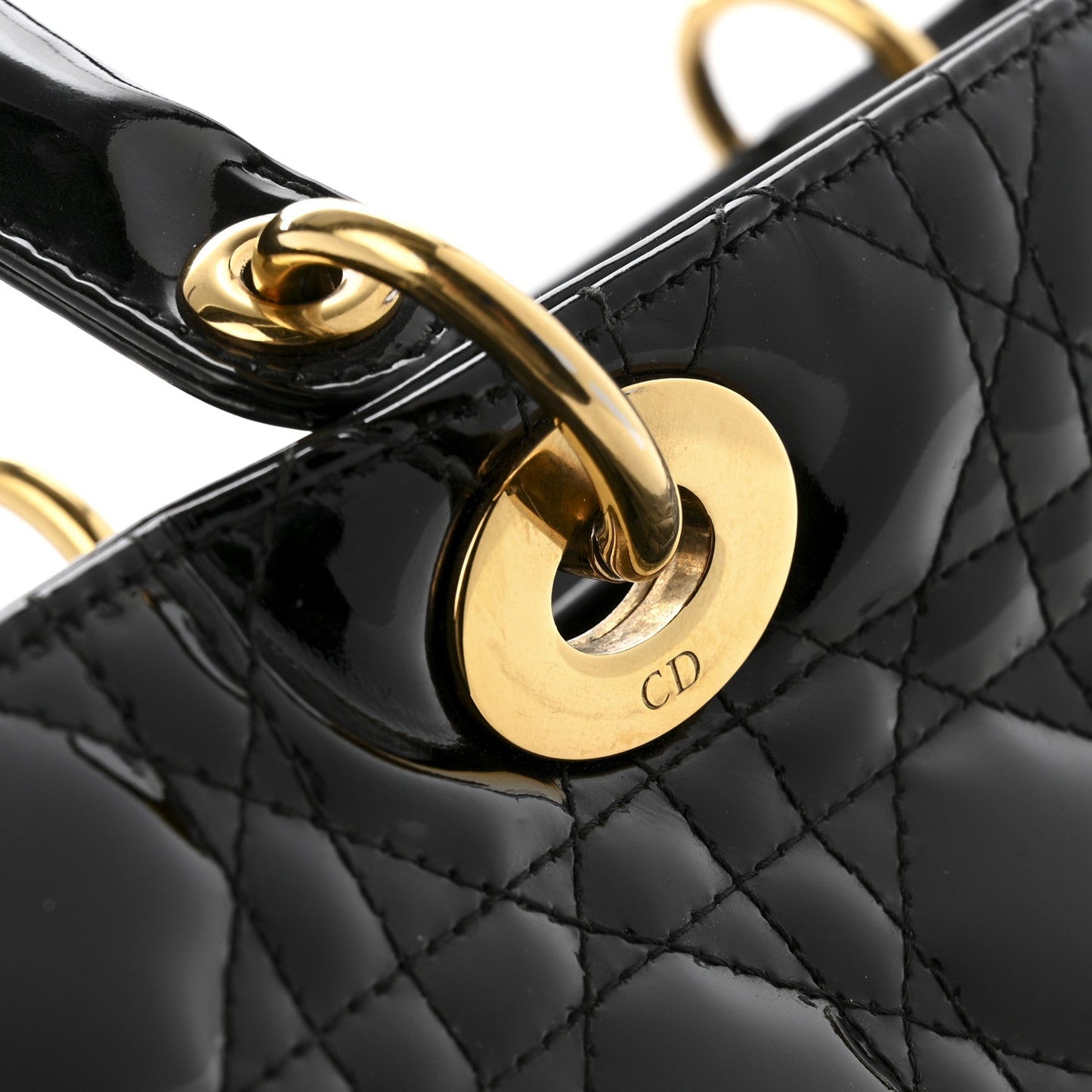 Christian Dior Patent Cannage Large Lady Dior Black