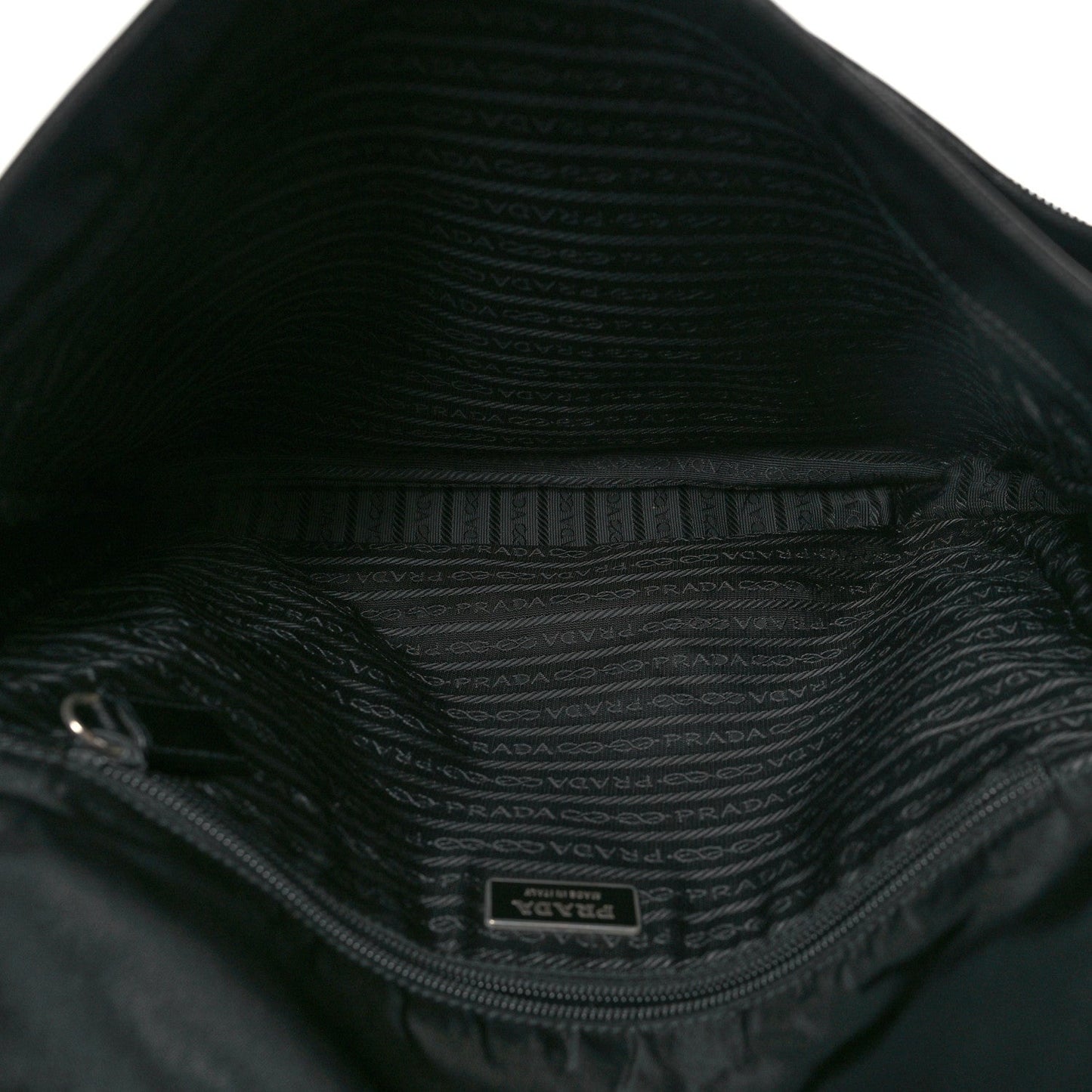Prada Tessuto Nylon Saffiano Single Snap Buckle Flap Messenger Bag Black