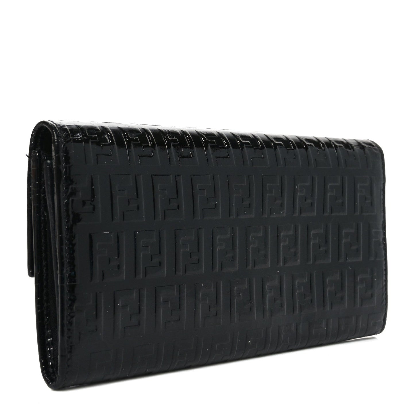 Fendi Patent Zucchino Continental Wallet Black