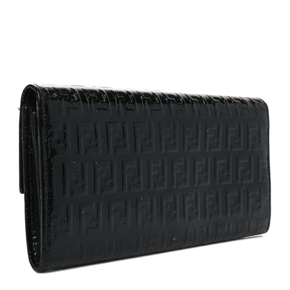 Fendi Patent Zucchino Continental Wallet Black
