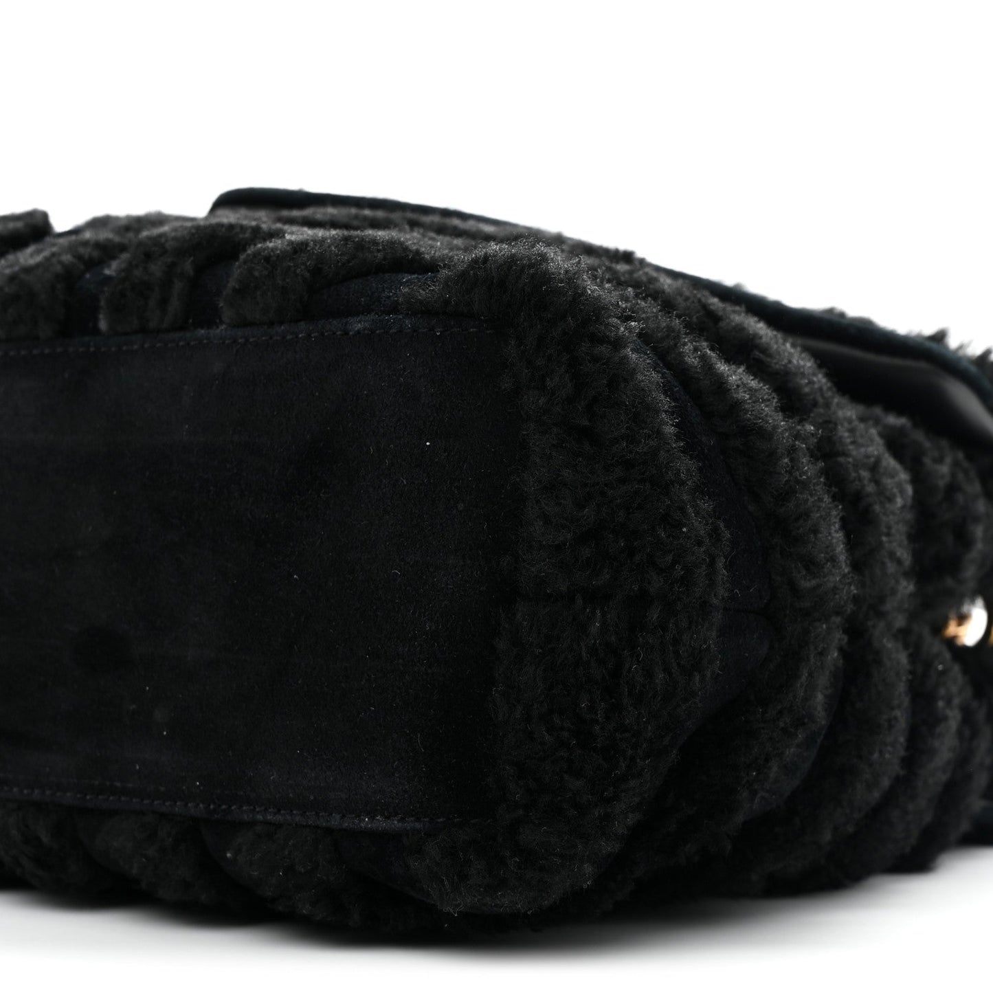 Saint Laurent Shearling Y Quilted Monogram Medium Loulou Chain Satchel Black