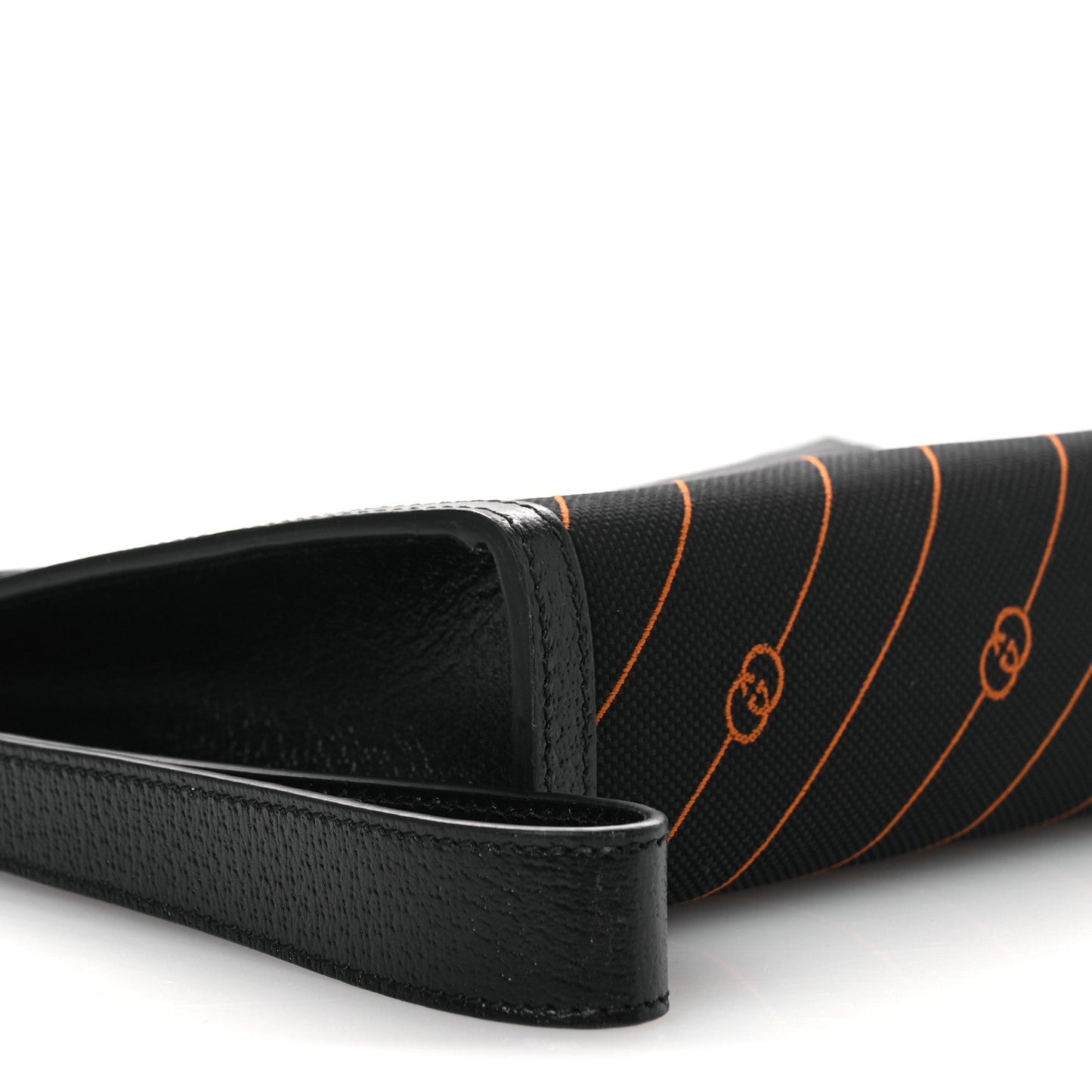 Gucci Canvas Diagonal Interlocking G Zip Pouch Black Orange