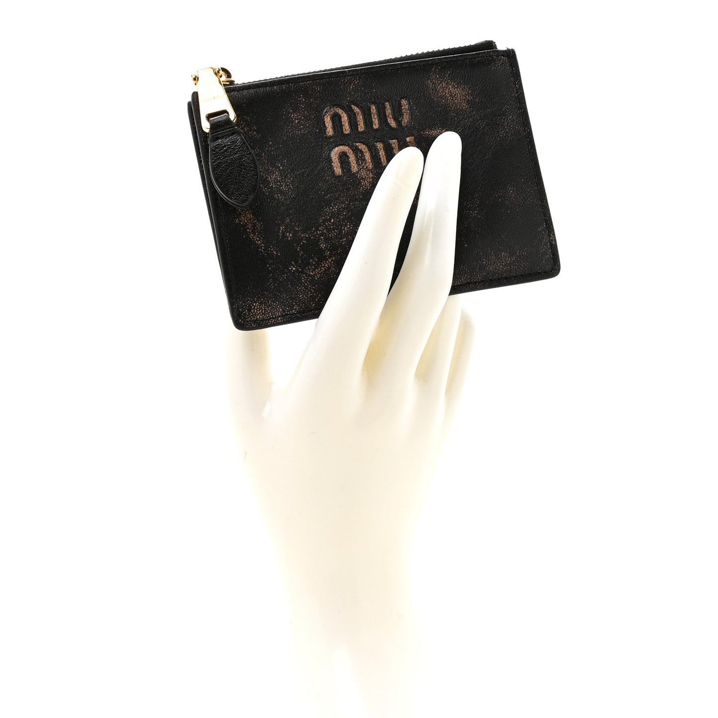 Miu Miu Nappa Old Zip Card Case Cafe