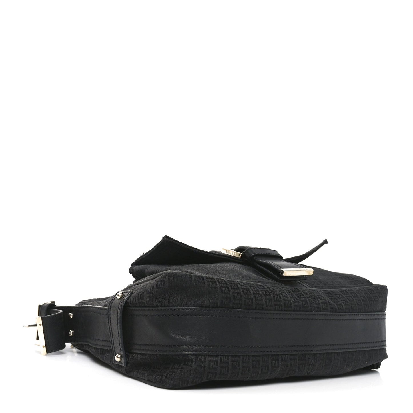 Fendi Zucchino Vitello Shoulder Bag Black