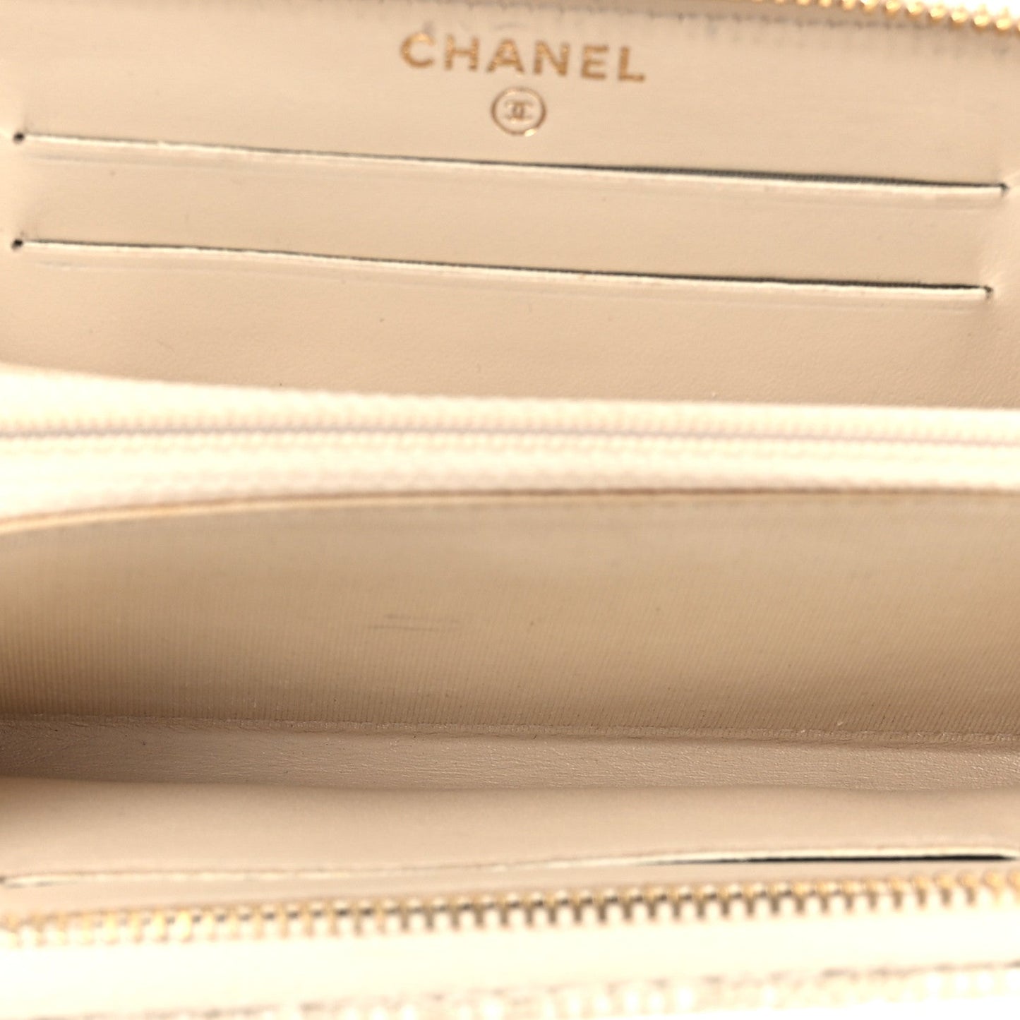 Chanel Lurex Canvas Deauville Medium Zip Around Wallet Beige