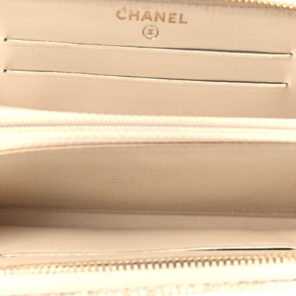 Chanel Lurex Canvas Deauville Medium Zip Around Wallet Beige