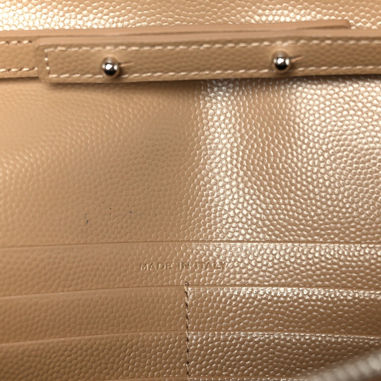 Saint Laurent Grain De Poudre Matelasse Chevron Monogram Chain Wallet Taupe