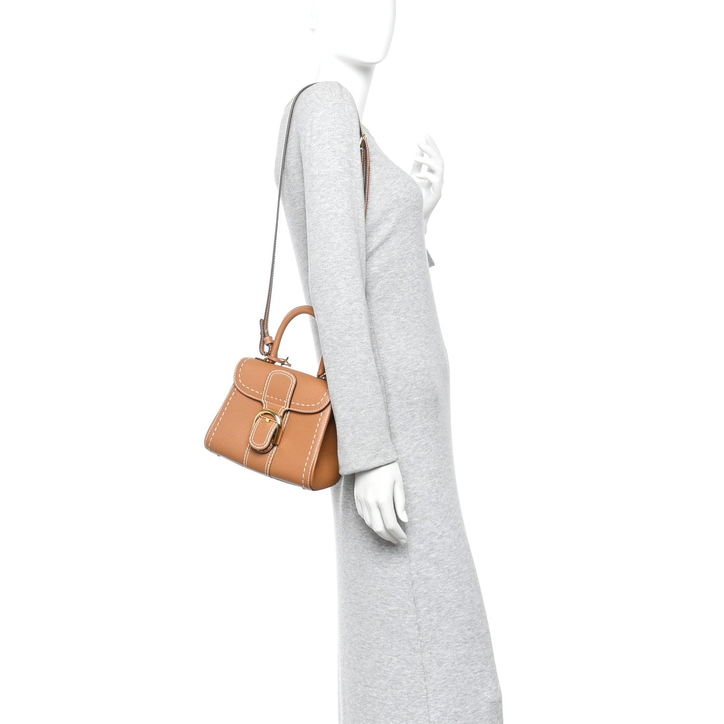 Delvaux Grained Rodeo Calfskin Surpique Mini Brillant Satchel Vegetal Ivory