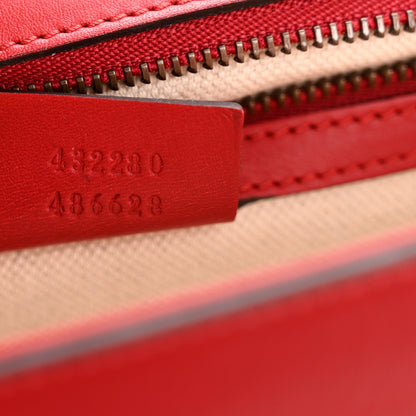 Gucci Calfskin Web Medium Peony Chain Shoulder Bag Red