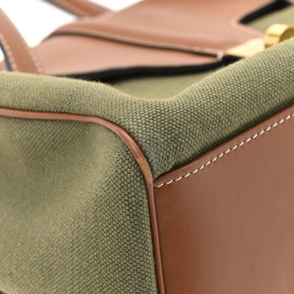 Celine Canvas Calfskin Medium Soft 16 Top Handle Bag Khaki Tan