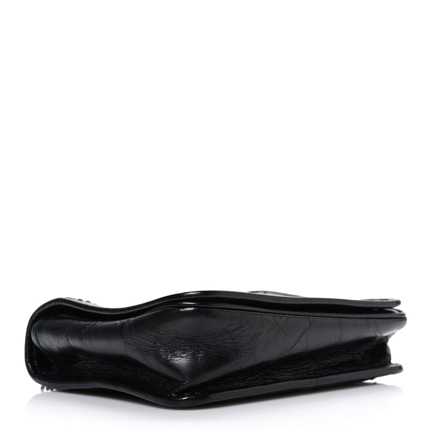 Saint Laurent Crinkled Calfskin Matelasse Monogram Niki Chain Wallet Black
