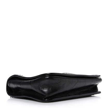 Saint Laurent Crinkled Calfskin Matelasse Monogram Niki Chain Wallet Black