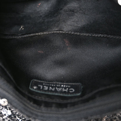 Chanel Sequin Medium Single Flap Dark Silver