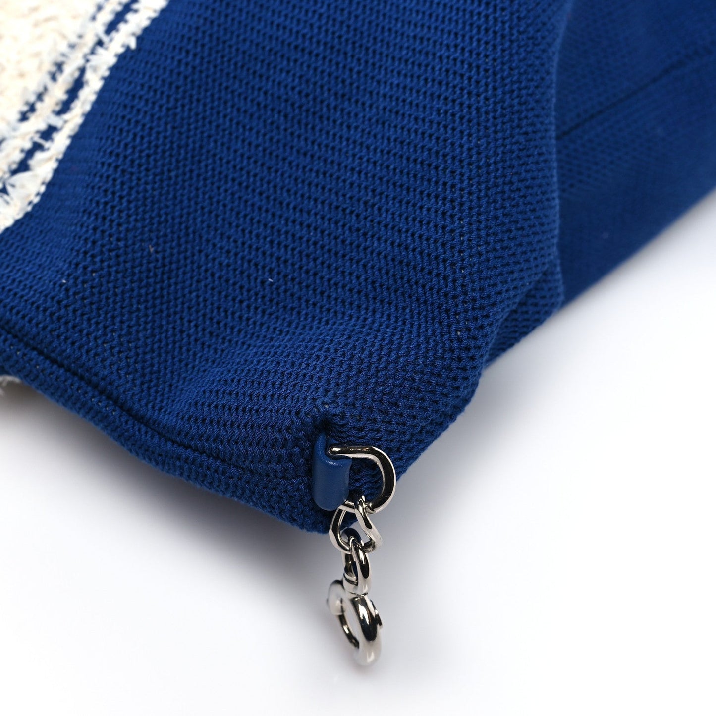 Chanel Mixed Fibers Lambskin Venise Biarritz Maxi Tote Blue White