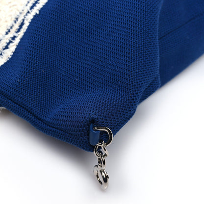 Chanel Mixed Fibers Lambskin Venise Biarritz Maxi Tote Blue White