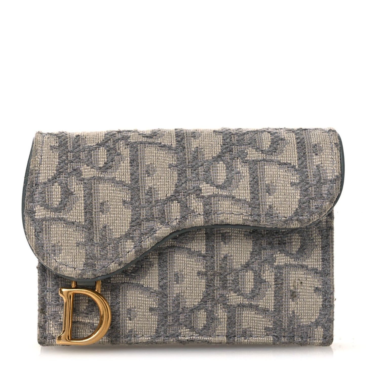 Christian Dior Oblique Saddle Bloom Card Holder Gray