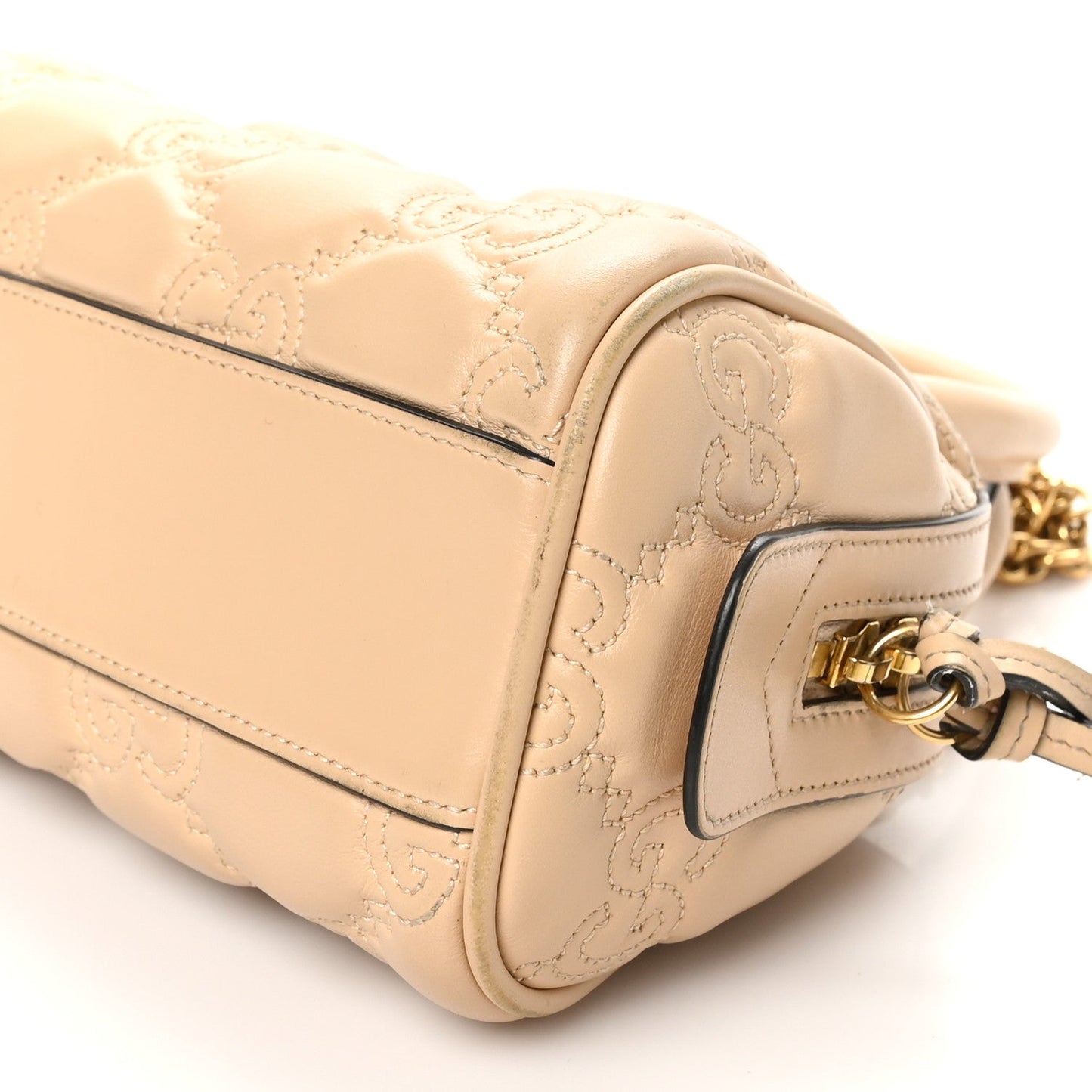 Gucci Calfskin GG Matelasse Mini Bowler Bag Naturale