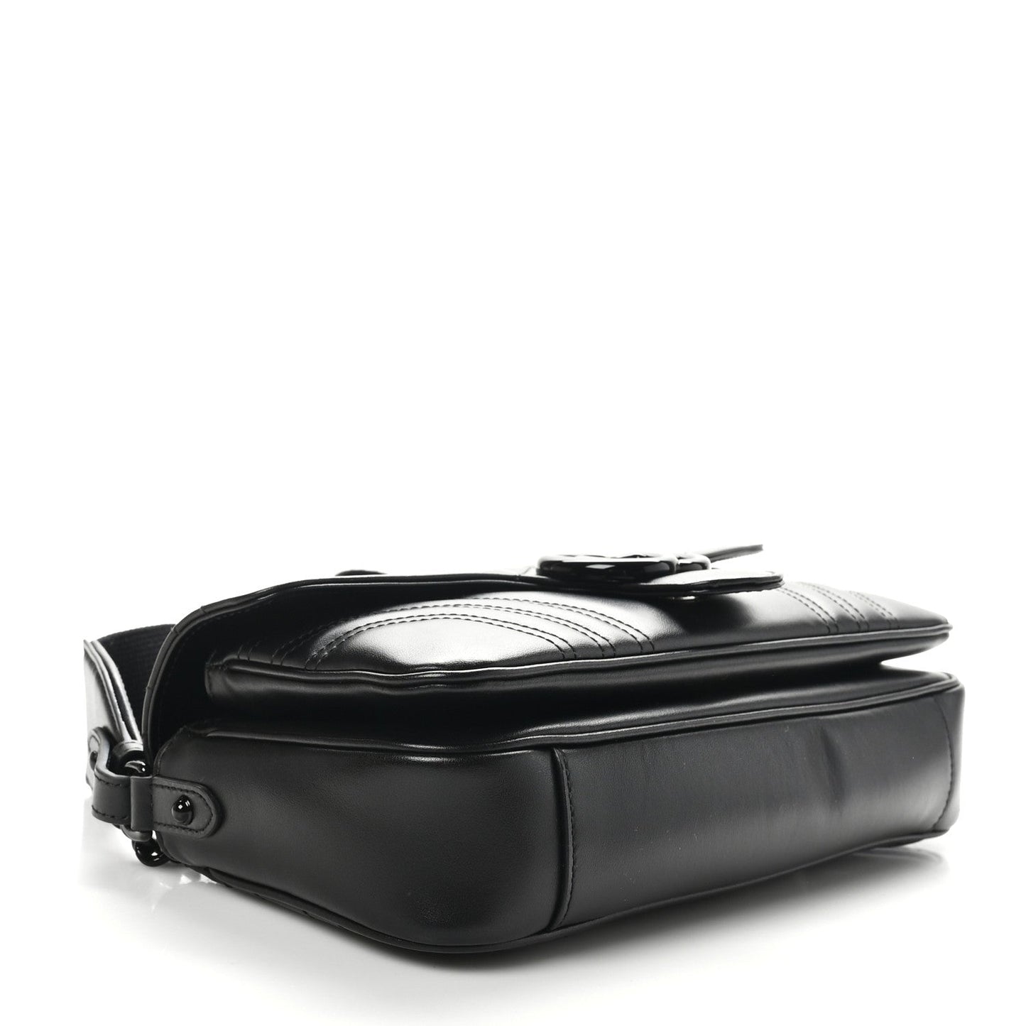 Gucci Calfskin Matelasse Monochrome GG Marmont Crossbody Shoulder Bag Black