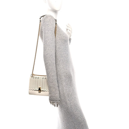 Fendi Vitello Grace Openwork Small Kan I Shoulder Bag White Ice