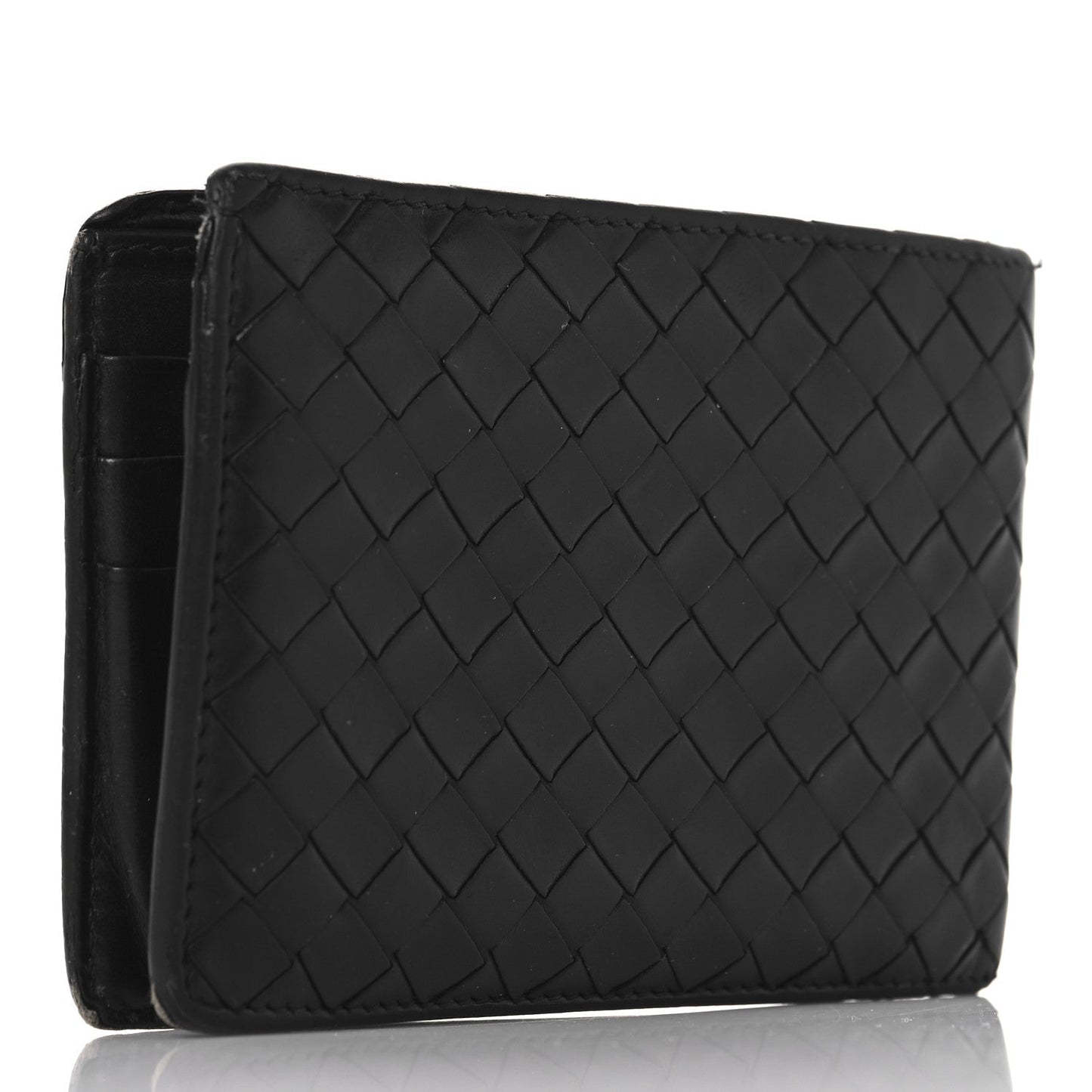 Bottega Veneta Nappa Maxi Intrecciato Bi-Fold Wallet Black