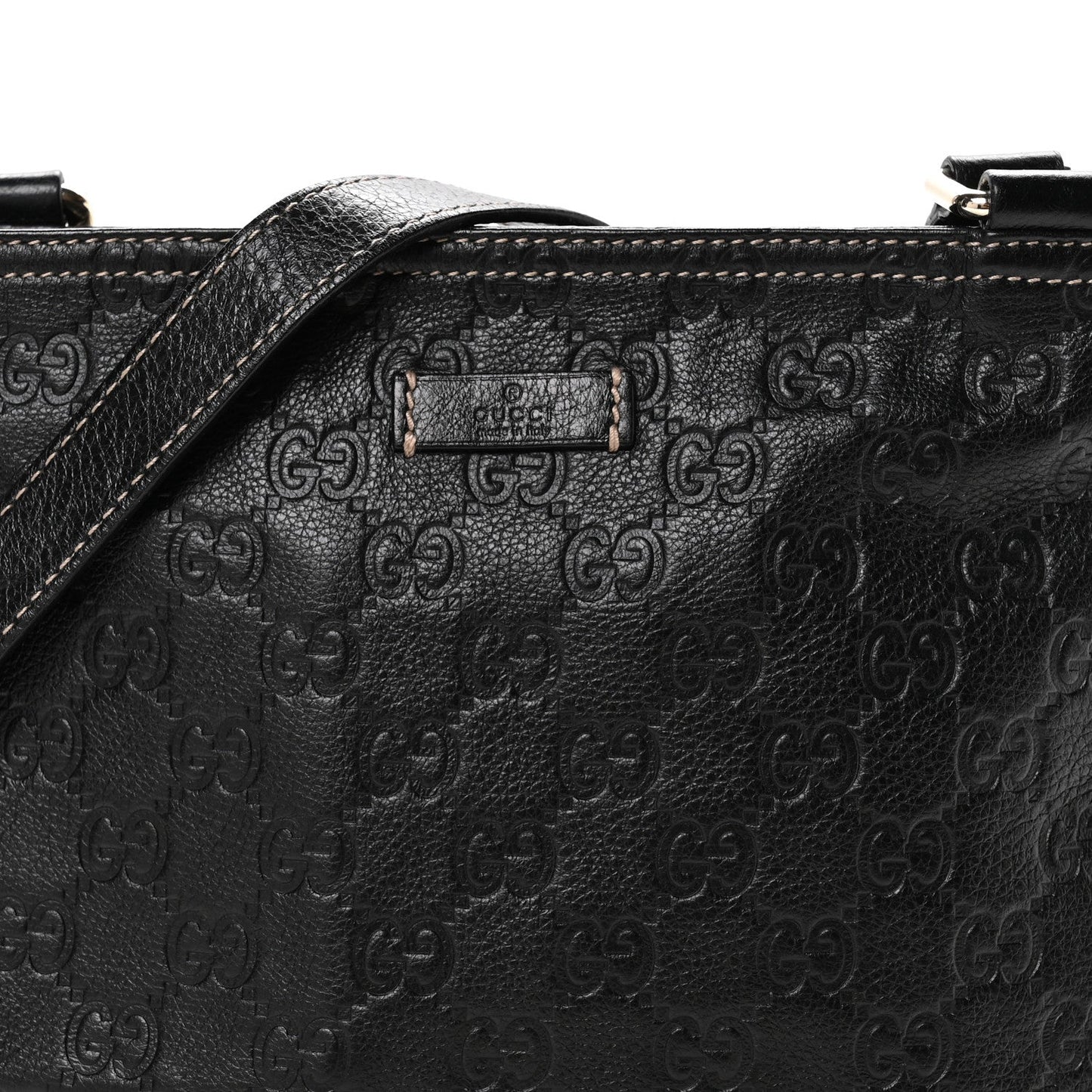 Gucci Guccissima Small Flat Messenger Bag Black