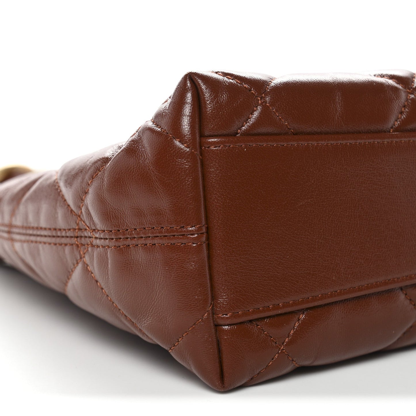 Chanel Shiny Crumpled Lambskin Quilted Small CC Funky Town Hobo Brown