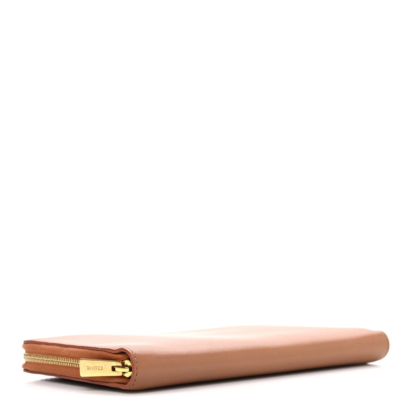 Celine Calfskin Zip Around Multifunction Wallet Tan