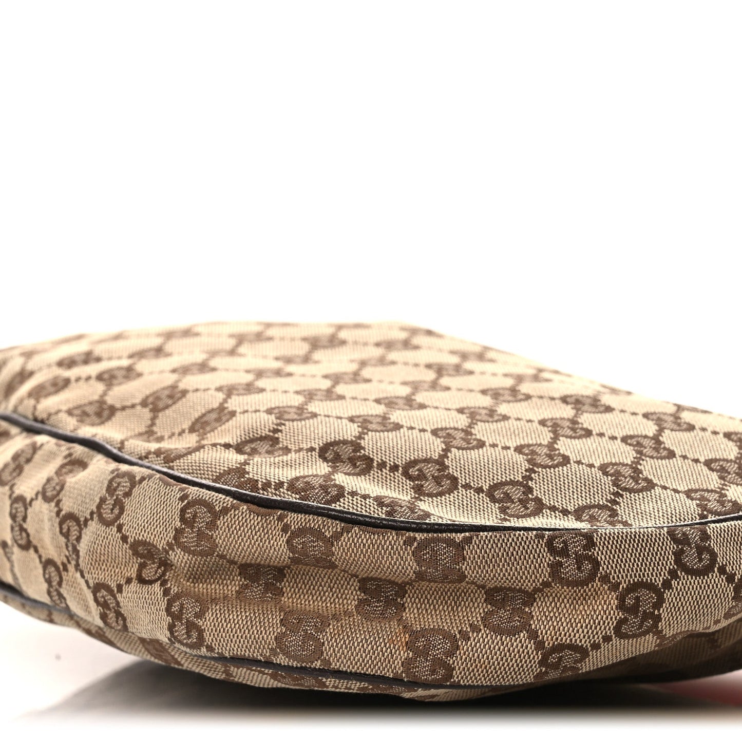 Gucci Monogram Web Medium Half Moon Hobo Dark Brown