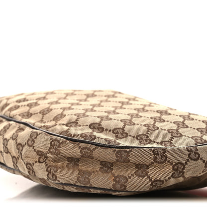 Gucci Monogram Web Medium Half Moon Hobo Dark Brown