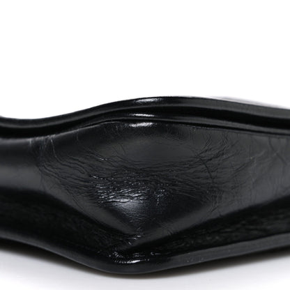 Saint Laurent Crinkled Calfskin Matelasse Monogram Niki Chain Wallet Black