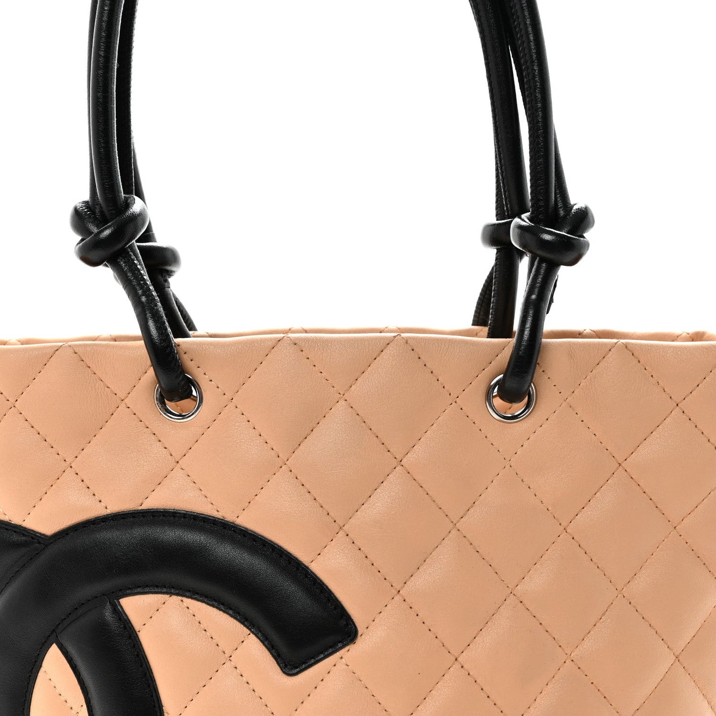 Chanel Calfskin Quilted Medium Cambon Tote Beige Black