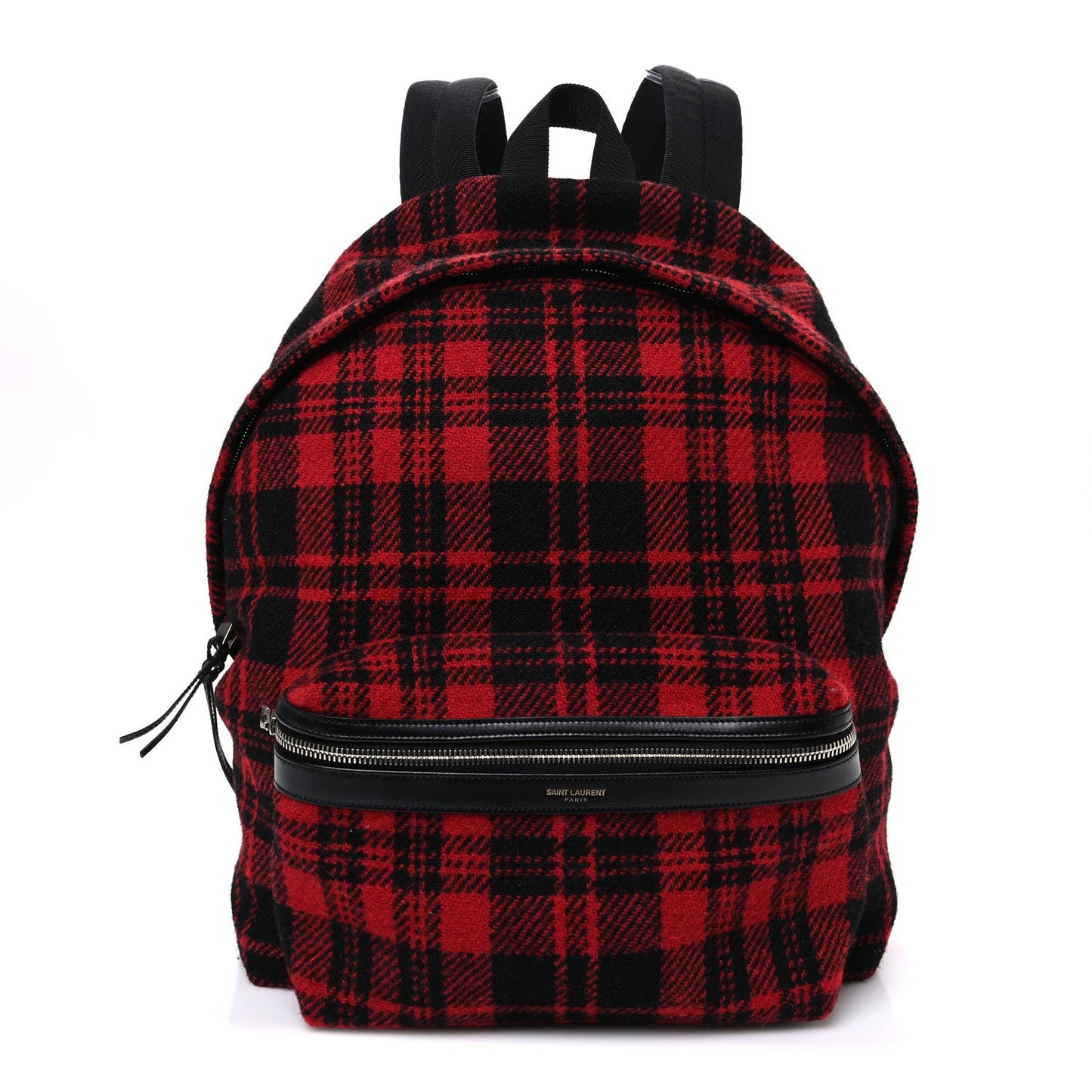 Saint Laurent Wool Tartan City Backpack Red Black