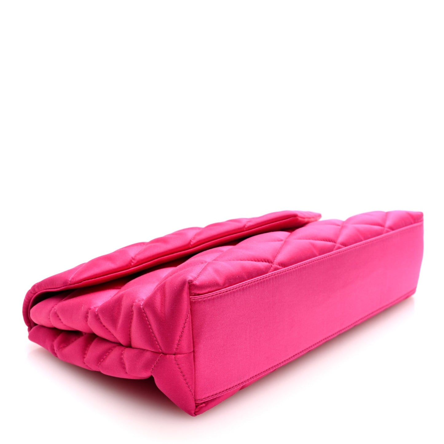 Saint Laurent Satin Quilted Sade Puffer Envelope Clutch Bubblegum