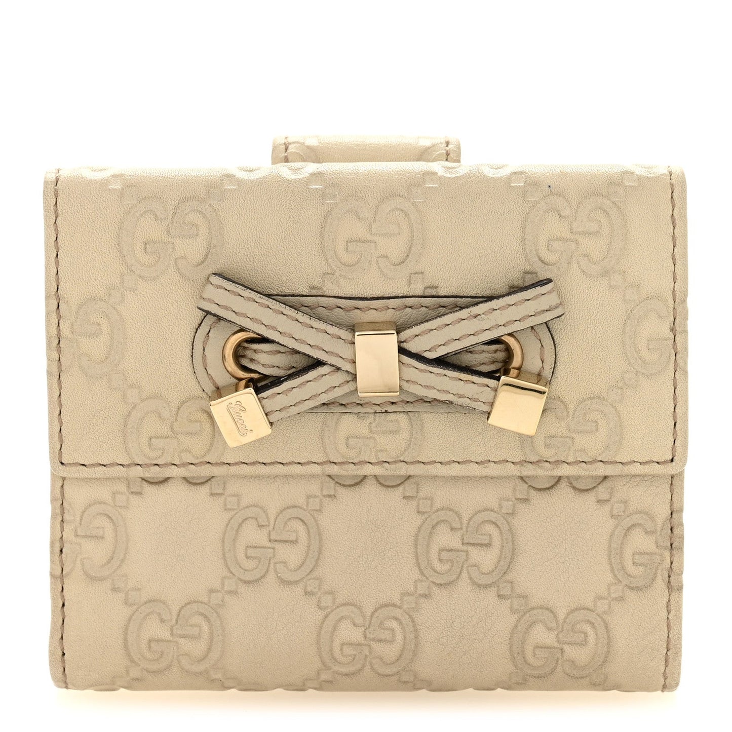 Gucci Guccissima Princy French Flap Wallet Off White