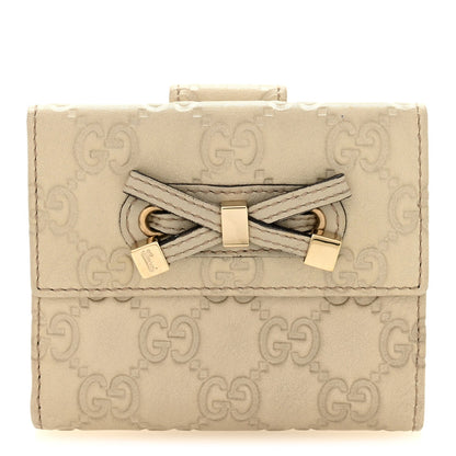 Gucci Guccissima Princy French Flap Wallet Off White