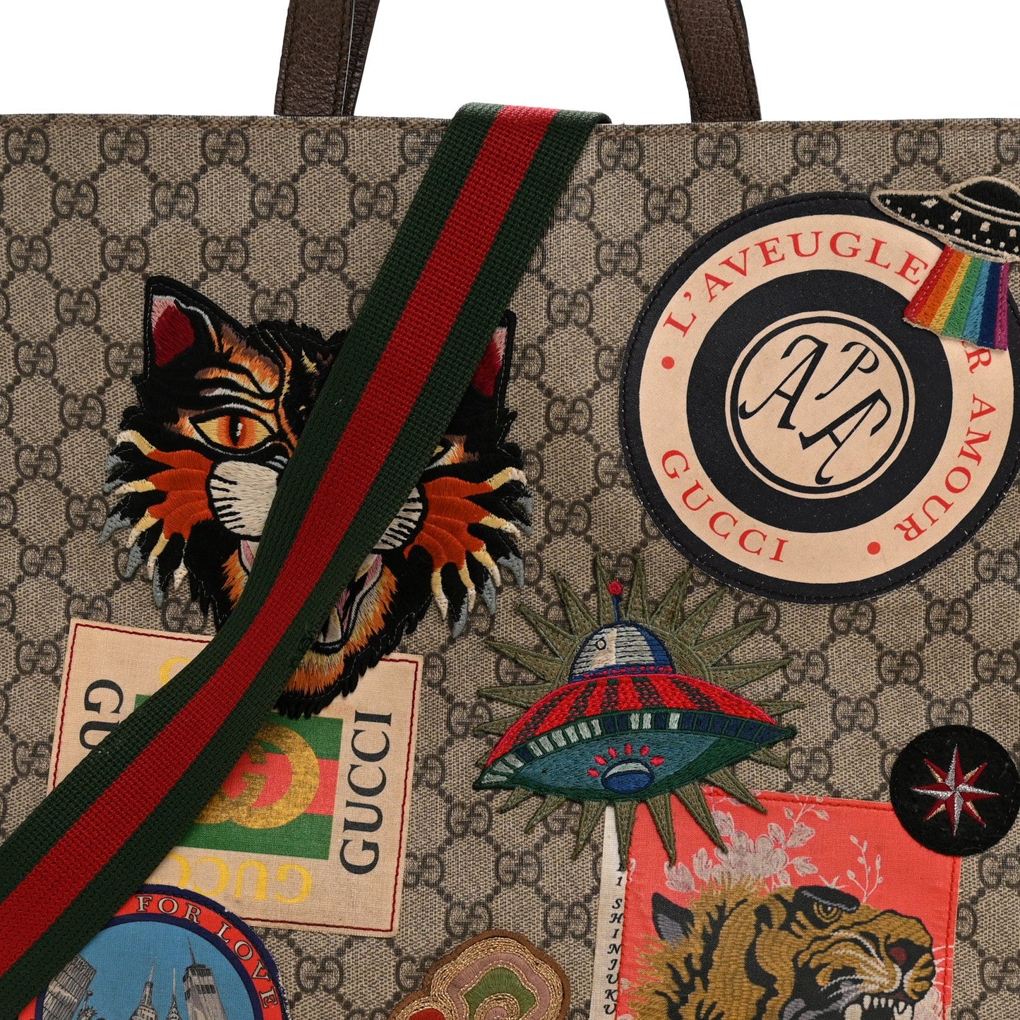 Gucci Soft GG Supreme Monogram Courrier Vertical Tote Beige New Acero
