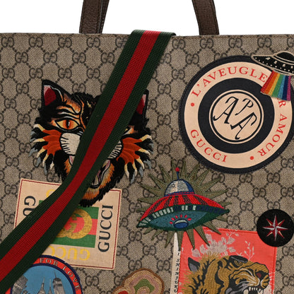 Gucci Soft GG Supreme Monogram Courrier Vertical Tote Beige New Acero