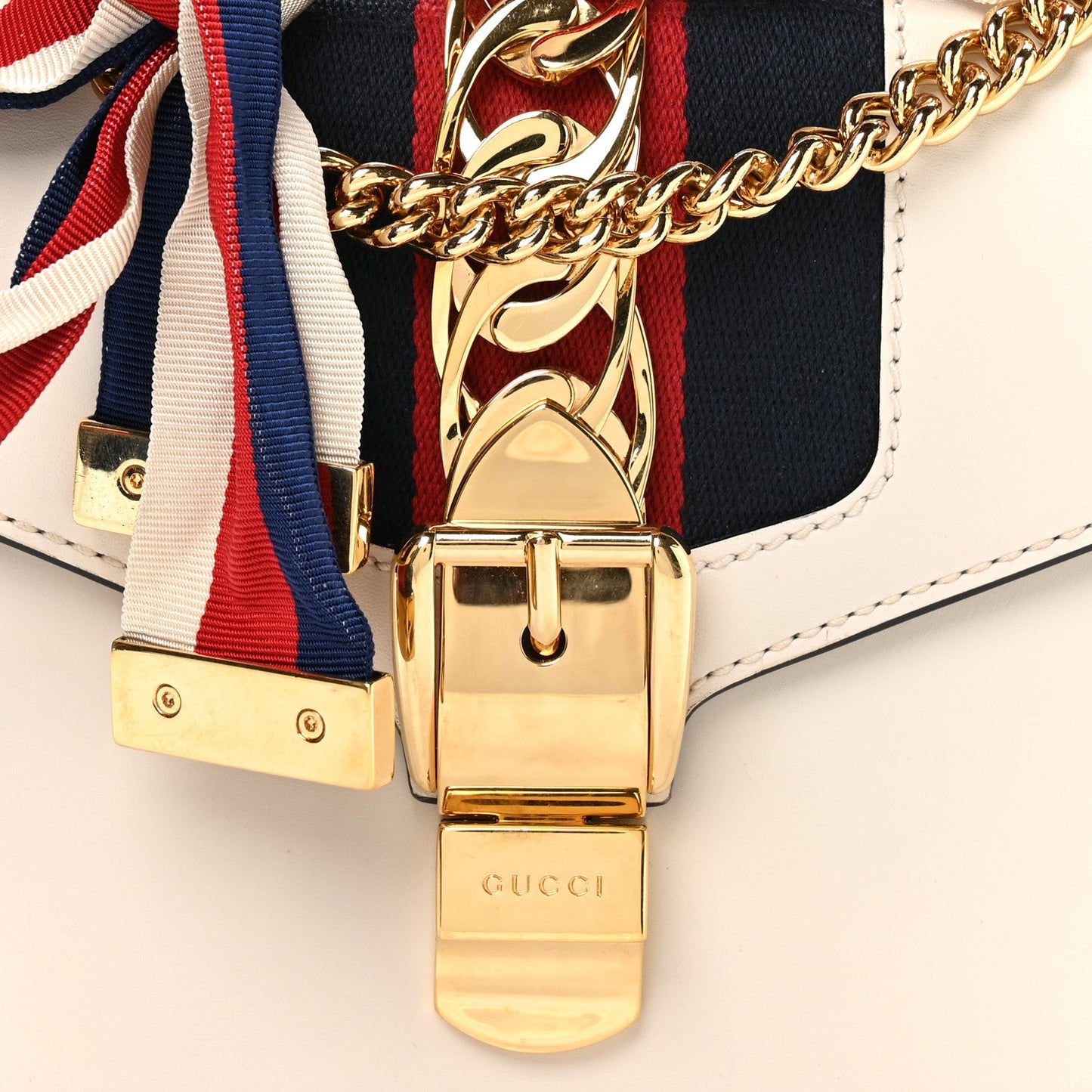 Gucci Calfskin Mini Sylvie Shoulder Bag White