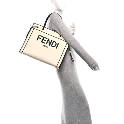 Fendi Canvas Logo Large Shopping Tote Grezzo Black
