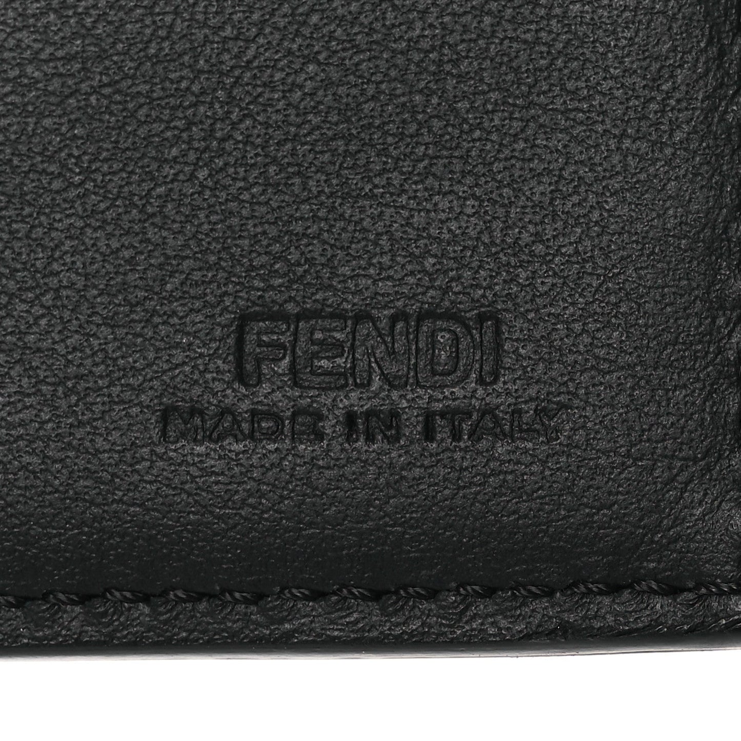 Fendi Calfskin Metal Monster Eyes Bi-fold Wallet Black