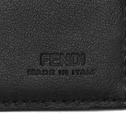 Fendi Calfskin Metal Monster Eyes Bi-fold Wallet Black