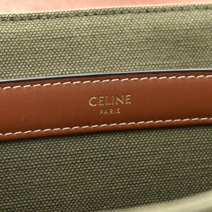 Celine Canvas Calfskin Medium Soft 16 Top Handle Bag Khaki Tan