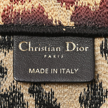 Christian Dior Canvas Mizza Embroidered Large Leopard Book Tote Beige