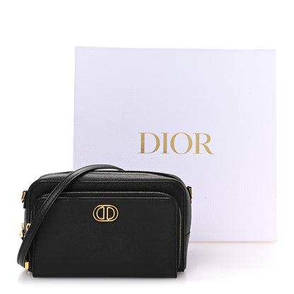 Christian Dior Grained Calfskin Caro Double Pouch Black